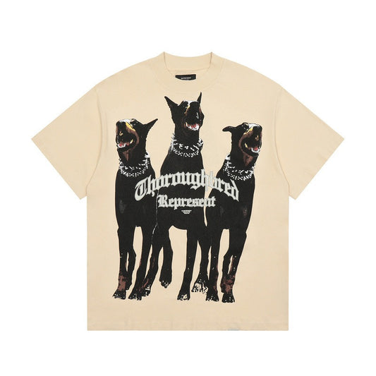 REPRESENT Trendy Doberman Short Sleeve T-shirt Men's Trendy High Street Loose American Heavy Duty Vintage Underlay Couple Dress