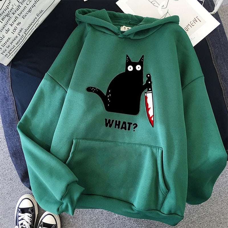 Funny Hip Hop Sweatshirt Clothing Streetwear Hoodies CAT WHA