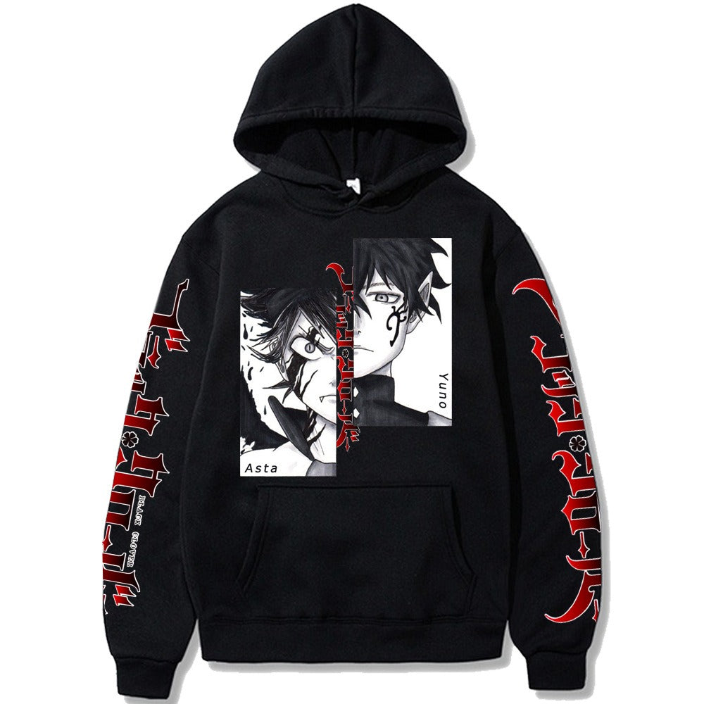 Black Clover Japanese Comic Print Loose Hooded Sweatshirt Hoodie for Men