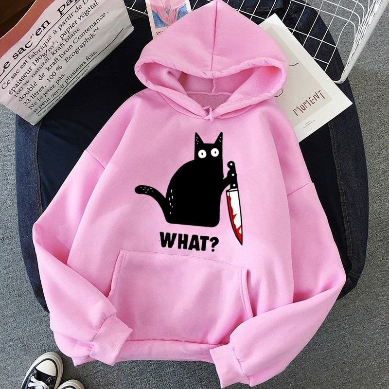 Funny Hip Hop Sweatshirt Clothing Streetwear Hoodies CAT WHA