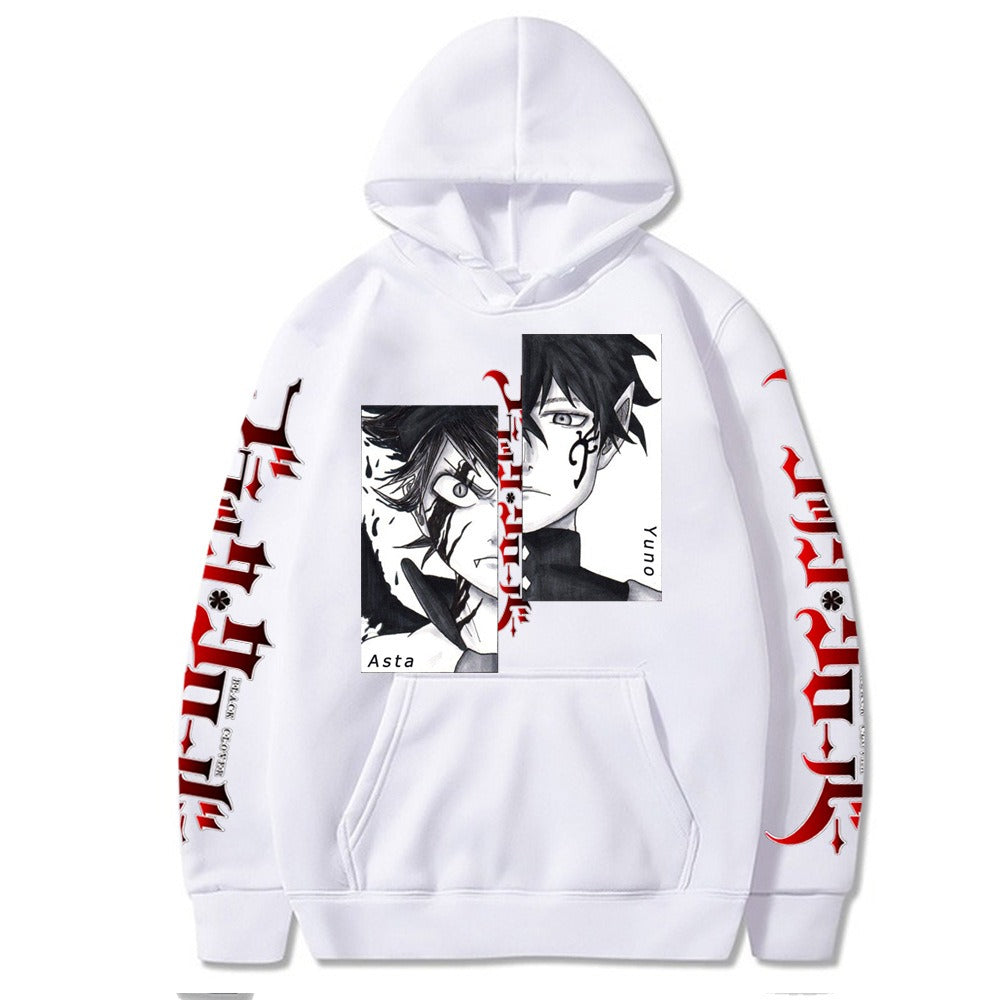 Black Clover Japanese Comic Print Loose Hooded Sweatshirt Hoodie for Men